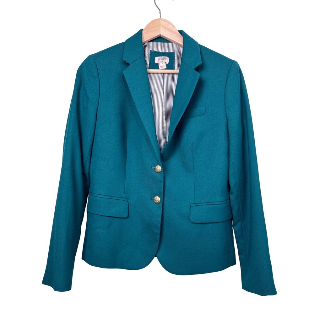 J.Crew School Boy Wool Blend 2-Button Blazer Jacket Green Size 4 92480